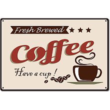 CREATCABIN Coffee Tin Sign Vintage Metal Signs Iron Painting Retro Plaque Poster for Kitchen Cafe Pub Garage Decoration, 12 x 8 Inch