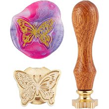 CRASPIRE Wax Seal Stamp Butterfly Vintage Sealing Wax Stamps Flowers Removable Brass Head Sealing Stamp with Wooden Handle for Christmas Wedding Invitations Xmas Thanksgiving Gift Wrap