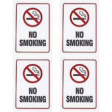 AHANDMAKER 4 Pcs “No Smoking” Metal Sign, 7.87x5.9inch No Smoking Sign, Waterproof and Rustproof, for Indoor Outdoor Cafes Restaurants Libraries