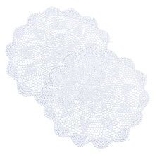 GLOBLELAND Cotton Braided Hollow Flower Placemats, Coasters, Heat Insulated Cup Pad, Teacup Mats, White, 390x2mm