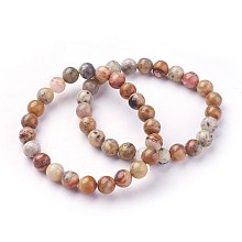 Honeyhandy Natural Crazy Agate Beads Stretch Bracelets, Round, 2 inch~2-1/8 inch(5.2~5.5cm), Beads: 8~9mm