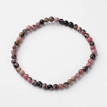 Honeyhandy Natural Rhodonite Round Bead Stretch Bracelets, 54.5mm, Bead: 4~5mm