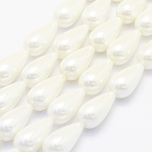 ARRICRAFT Shell Pearl Beads Strands, teardrop, Creamy White, 20.5x10.5mm, Hole: 1mm, about 20pcs/strand, 15.7 inches(40cm)