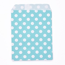 Honeyhandy Kraft Paper Bags, No Handles, Food Storage Bags, Polka Dot Pattern, Sky Blue, 18x13cm