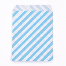 Honeyhandy Kraft Paper Bags, No Handles, Food Storage Bags, Stripe Pattern, Deep Sky Blue, 18x13cm