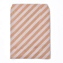 Honeyhandy Kraft Paper Bags, No Handles, Food Storage Bags, BurlyWood, Stripe Pattern, 18x13cm