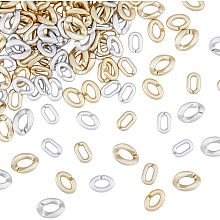 480Pcs 3 Styles Spray Painted CCB Plastic Linking Rings Gold and Sliver Quick Link Connectors Oval/Twist Link Curb Production of Earring Necklace Bracelet for Jewelry Making DIY