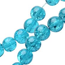 NBEADS 20 Strands(About 100pcs/strand) 8mm Deep Sky Blue Spray Painted Crackle Glass Beads Round Split Tiny Loose Beads for Bracelet Jewelry Making