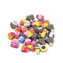 ARRICRAFT Handmade Polymer Clay Cabochons, Cake, Mixed Color, 6x6x4mm, 100pcs/bag