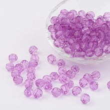 Honeyhandy Transparent Acrylic Beads, Faceted, Round, Plum, 8mm, Hole: 1.5mm, about 1800pcs/500g