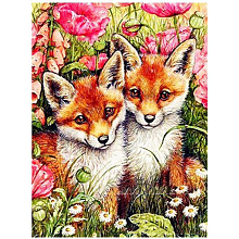 Honeyhandy DIY Diamond Painting Kits, including Acrylic Rhinestones, Dotting Pen, Glue Clay, Tray Plate, Fox Pattern, 400x300mm