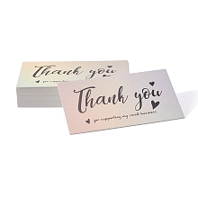 Honeyhandy Laser Thank You Card, for Decorations, Rectangle, Colorful, Word, 90x50x0.3mm, 50pcs/bag