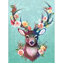 Honeyhandy 5D DIY Diamond Painting Animals Canvas Kits, with Resin Rhinestones, Diamond Sticky Pen, Tray Plate and Glue Clay, Deer Pattern, 30x20x0.02cm