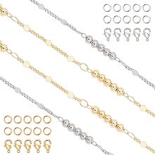 CHGCRAFT 2Pcs Gold Chain for Jewelry Making Solid Brass Cable Chain Link Bulk for Bracelet Necklace Jewelry Making Golden