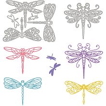 GLOBLELAND 2pcs Dragonfly Cutting Dies Animal Template Molds for DIY Scrapbooking Greeting Cards Making Album Envelope Decoration,Matte Platinum