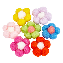 FINGERINSPIRE 14 Pcs Wool Felt Flower 7 Colors Wool Needle Felting Flower Crafts 36mm/1.4inchHandmade Felt Flower for Decoration Felt Flower for DIY Children Hair & Brooches Accessories Decoration