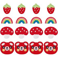 FINGERINSPIRE 24PCS Sewing Crocheted Patches Rainbow Mushroom Strawberry Bear's Head Appliques Handmade Crocheted Embellishments DIY Sew On Appliques for Clothes Dress Jeans Jackets Hat Shoes Bags