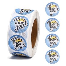 Honeyhandy 1 Inch Thank You Stickers, Adhesive Roll Sticker Labels, for Envelopes, Bubble Mailers and Bags, Light Sky Blue, 25mm, about 500pcs/roll