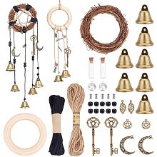 AHANDMAKER Witch Bells for Door Knob, Witch Wind Chimes Wreath Hanging Bell Witch Bells DIY Kit, Magic Wind Chimes for Protection, Witch Stuff Wicca Supplies Witchcraft Decor for Home Garden Bedroom