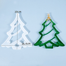 Honeyhandy Hollow Christmas Tree DIY Pendant Silicone Molds, For UV Resin, Epoxy Resin Jewelry Making, White, 200x164x11mm, Hole: 5mm, Christmas Tree: 198x161mm