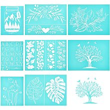 OLYCRAFT 8pcs Self-Adhesive Silk Screen Printing Stencil Flowers Reusable Pattern Stencils for Painting on Wood Fabric T-Shirt Wall and Home - 8 Styles