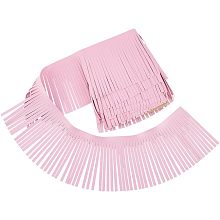 PandaHall Elite 2 Yards Leather Fringe Trim, 4 Inch PU Leather Tassels Pink Tassel Trim DIY Dance Skirt Tassel Fringe Wrap Cover for Keychain Clothes Dress DIY Lamp Shade Bag Sewing Craft Embellishment