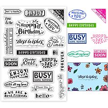 PandaHall Elite Words Silicone Stamp, Sentiment Background Clear Stamp Everyday Word Rubber Stamps Plastic Stamp for Holiday Card Making Decoration and DIY Scrapbooking Album DIY Crafts