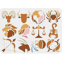 FINGERINSPIRE Horoscope Drawing Stencil 11.7x8.3inch Reusable Twelve Constellations Stencil for Painting Zodiac Glyphs Symbols Stencil for Painting on Furniture, Wall, Fabric, Paper