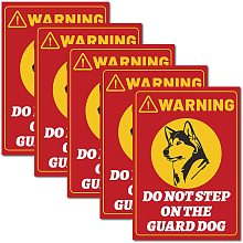 CREATCABIN 5pcs Warning Do Not Step On The Guard Dog Sign Vinyl Warning Stickers 7" x 10" Self Adhesive Decal Sticker UV Protected Waterproof for Gate Garden Yard Terrace Doorway Wall Window Porch