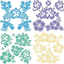 GORGECRAFT 4 Colors Hawaiian Hibiscus Flower Car Decal Laser Car Sticker Sun Protection Reflective Self Adhesive Car Accessories Automotive Exterior Decoration for SUV Vans Laptop