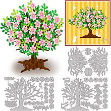 GLOBLELAND 3 Sets 22Pcs 3D Cherry Tree Cutting Dies for Card Making Cherry Blossom Plant Carbon Steel Embossing Stencils Template for Decorative Embossing Paper Card DIY Scrapbooking Album Craft