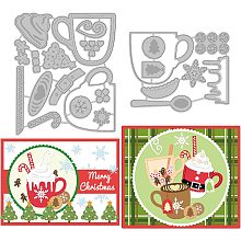 GLOBLELAND Christmas Coffee Cup Embossing Template Snowflake Carbon Steel Die Cuts Candies Straws Tree Die Cut for Scrapbooking Card DIY Craft Decoration