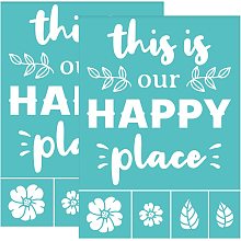 OLYCRAFT 2Pcs Silk Screen Stencils Self-Adhesive Silk Screen Printing Stencils "This is Our Happy Place" Screen Printing Template for Painting on Wood-140x195mm