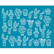 OLYCRAFT Silk Screen Printing Stencil, for Painting on Wood, DIY Decoration T-Shirt Fabric, Cactus Pattern, 100x127mm