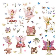 CRASPIRE Fairy Wall Decals Butterflies Wall Stickers Mushroom Window Stickers Waterproof Removable Vinyl Wall Art for Classroom Bedroom Living Room Decorations