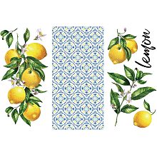 GLOBLELAND 3Pcs Lemon Theme Decor Transfers 6x12 inch Furniture Transfer Stickers Leaves Wall Art Decals for Bedroom Living Room Desk Table Decoration