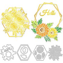 GLOBLELAND 14 Pcs Daisies Frame Hot Foil Plate and Metal Cutting Dies Flower Gilding Plate and Die Cuts Embossing Stencils Set for Paper Card Making Decoration DIY Scrapbooking Album Craft Decor