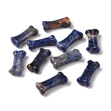 Honeyhandy Natural Sodalite Dog Bone Shape Sculptures, Reiki Energy Stone for Dog Pet Lover, Home Display Decoration, 10~11.5x23~25x5~7mm