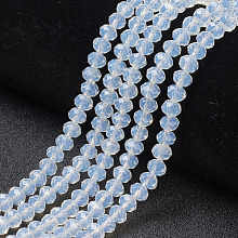 Honeyhandy Glass Beads Strands, Imitation Jade, Faceted, Rondelle, Clear, 6x5mm, Hole: 1mm, about 87~90pcs/strand, 17~17.5 inch(42.5~43.75cm)