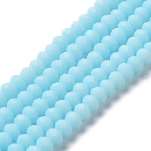 Glass Beads Strands, Faceted, Frosted, Rondelle, Pale Turquoise, 2mm, Hole: 1mm, about 195pcs/strand, 11 inch(27.5cm)