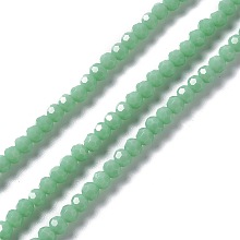 Honeyhandy Faceted Glass Beads Strands, Round, Medium Aquamarine, 4mm, Hole: 1mm, about 99~107pcs/strand, 14.09~15.43''(35.8~39.2cm)