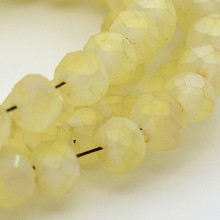 Honeyhandy Full Rainbow Plated Faceted Rondelle Glass Beads Strands, Frosted, Champagne Yellow, 4x3mm, Hole: 1mm, about 146pcs/strand, 18.8 inch