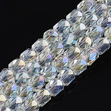 Honeyhandy Electroplate Transparent Glass Beads Strands, AB Color Plated, Faceted, Column, Clear AB, 5.5x5mm, Hole: 1.2mm, about 99pcs/strand, 21.85 inch(55.5cm)