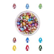 NBEADS 1 Box 200 Pcs Crystal Abacus Faceted Drop Glass Beads, Mixed Color AB-Color Faceted Jewelry Glass Beads Interval Loose Beads for DIY Pendants Necklace Bracelet Making