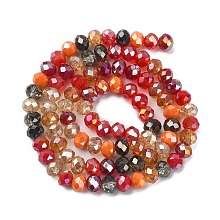 Honeyhandy Electroplate Glass Beads Strands, Faceted, Rondelle, Red, 5.5~6x5mm, Hole: 1mm, about 90~92pcs/strand, 16.54 inch~16.93 inch(42~43cm)