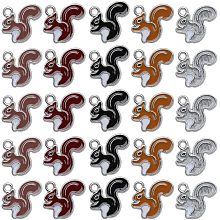 SUNNYCLUE 1 Box 50Pcs Thanksgiving Charms Squirrel Charms Bulk Squirrel Charm Autumn Fall Charms Harvest Charms Pine Cone Silver Animal Charm for Jewelry Making Charms Craft Christmas DIY Gift