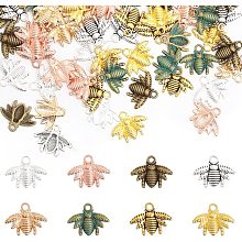 CHGCRAFT 128 PCS Alloy Bee Charms for Jewelry Making, 8 Colors Honeybee Pendant Charms Alloy Pendants for Necklace Bracelet Earring Keychains DIY Crafts Making