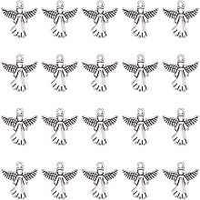 SUNNYCLUE 1 Box 40Pcs Angel Charms Guardian Angel Charm Bulk Tibetan Style Alloy Wings Double Sided Charms for Jewelry Making Charms Christmas Earrings Necklace Bracelet Supplies Craft Antique Silver