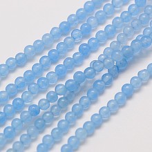 Honeyhandy Natural White Jade Round Bead Strands, Dyed, Light Blue, 3mm, Hole: 0.8mm, about 110pcs/strand, 15~15.5 inch