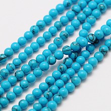 Honeyhandy Synthetic Chinese Turquoise Bead Strands, Round, 3mm, Hole: 0.8mm, about 126pcs/strand, 16 inch